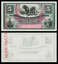 Billete 5 Pesos Moneda Corriente Buenos As 1869 - Copia 483p