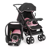 Carrinho Com Bebê Conforto Joy Preto Com Rosa Tutti Baby Cor Do Chassi Preta