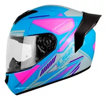 Casco Integral Ls2 Moto Ff352 Evo Betha Azul Fucsia