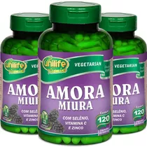 Kit 3 Amora Miura 500mg 120 Cáps - Unilife Vitamins Sabor Sem Sabor
