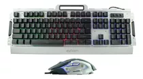 Combo Teclado E Mouse Gamer Com Led Acabamento Metal Prata