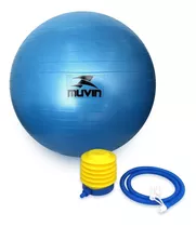 Bola De Pilates 65cm Muvin  Antiestouro  Suporta Até 300kg  Com Bomba  Ginástica  Fitness  Pilates  Yoga  Fisioterapia  Flexibilidade  Fortalecimento  Tonificação  Fácil Limpeza - Cor Azul