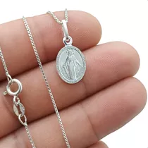 Cadena Y Dije Virgen Milagrosa En Plata 925 Italiana