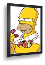 Quadro Decorativo Poster Os Simpsons Homer Rosquinha Vidr A3