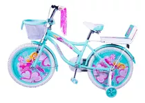 Bicicleta Niña Verado Princesa Rueditas Parrilla Canasto Color Celeste