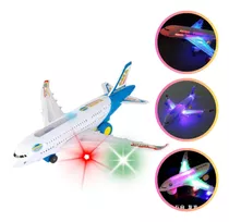 Avião Brinquedo Jumbo Airbus A380 Com Luz E Som Bate E Volta