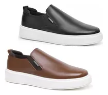 Kit 2 Pares Sapato Social Masculino Loafer Couro Premium 