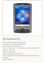 Pda Hp Ipaq Rx 3715 Memoria: 64 Mb-sdram 128 Mb Flash (lote)