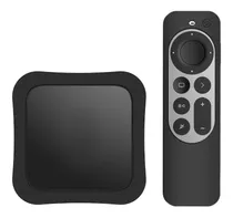 Kit Funda Silicona Negra Para Apple Tv Y Control 5ta Gen