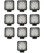 Kit 10 X Faros Auxiliar Cuadrado 9 Led 27w 12-24v Agro Auto