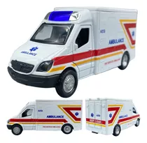 Miniatura Van Viatura Policia Ambulancia Luz Som Fricção 