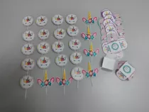 Toppers Para Dulces Postres Cupcake Unicornio 3 Docena