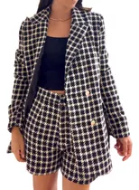 Conjunto Mujer Blazer Forrado Y Short De Paño Abrigado