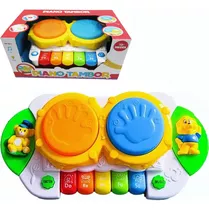 Brinquedo Para Bebe Piano Tambor Com Som E Luz + 6 Meses