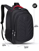 Mochila Porta Notebook Hasta 17' Urbana Ejecutiva Acolchada Smart Bag Con Usb Para Celular Capacidad Grande Escolar Color Negro