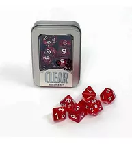 Conjunto De 7 Dados Clear (d4, D6, D8, D10, D10%, D12, D20)