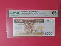 Billete 5000c, 2005 Costa Rica Certificado Grado 65