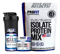 Combo Whey Isolado Isolate Protein + Creatina + Bcaa Profit Sabor Chocolate