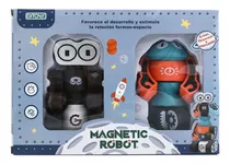 Magnetic Robot Cascos Blanco Y Turquesa Articulados Conectab