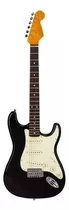 Guitarra Eléctrica Sx Vintage Series Fst62 Stratocaster De Aliso Black Brillante Con Diapasón De Palo De Rosa