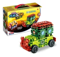 Blocos De Montar Clic E Lig Carrinho Safari 38 Pcs Didático