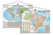 Mapa Brasil + Mundi Banner 120x90cm Gigante - Gratis Frete