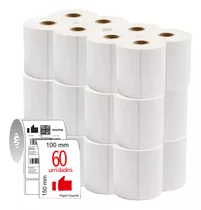 Kit 60 Rolos Etiquetas Adesivas Couche 100x150mm Branco