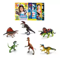 Kit X 6 Dinosaurios Articulados + Revistas Genios