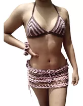 Corpiño Bikini + Mini Tejidos Crochet Tendencia Talle Xs-s-m