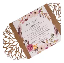 Tarjetas Invitación Flor Loto Troquelada Hojas Boda 15 Años