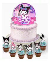 Kit De Fiesta Kuromi Topper Torta Y Cupcakes