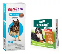 1 Drontal Plus Cães 35kg 2 Comprimidos E 1 Bravecto 20 A40kg