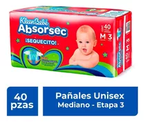 Pañales Kleenbebé Absorsec Etapa 3 Talla Mediana 40 Piezas