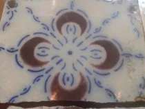 Antigua Mayolica Azulejo Gran Tamañ 24 Cm Pas De Calais Raro