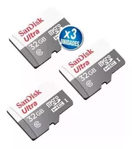 3 Tarjetas 32gb 80mb/s Sandisk Micro Sd Clase 10