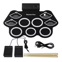 Bateria Eletrônica 6 Drums 5 Metal Silicone Portátil C Pedal