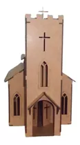 Mini Igreja Medieval Em Mdf 58x21x38cm (comp X Larg X Altura