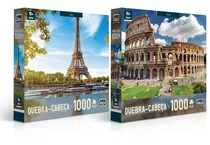 Kit 2 X Quebra Cabeça Puzzle Paris E Roma 1000 Peças Cada