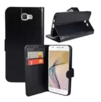 Capa Capinha Carteira Flip Couro Preto Para Galaxy J4