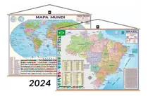 Kit 3 Mapas Brasil + 3 Mundi Banner Moldura Politico