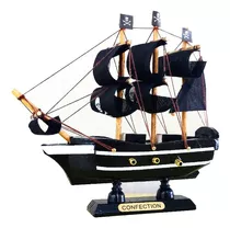 Barco Caravela Pirata 15cm Madeira Miniatura Decoração