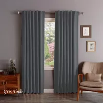 Jgo De Cortinas Blackout Textil Lavable Presillas Ocultas