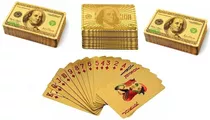 2 Baralho Plástico Dólar Dourado Ouro Luxo Jogo Poker Truco