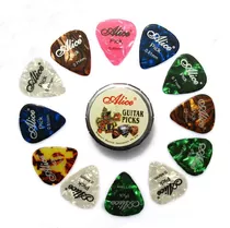 12 Púas Picks Guitarra En 1 Caja De Metal Calibre 0.96 Alice Color Mezclado