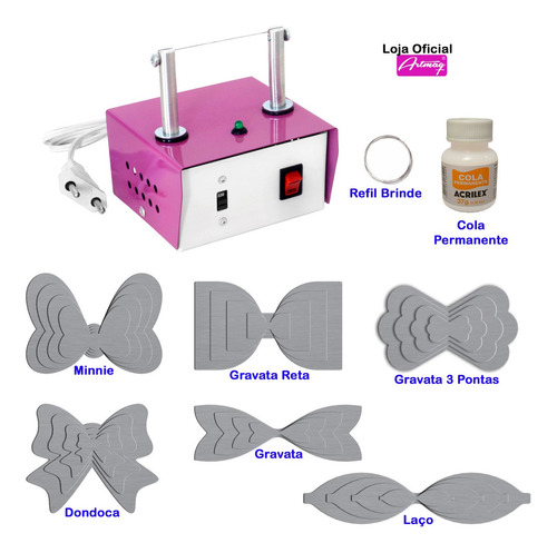 Máquina Cortar Fita Fuxico Moldes Laço Gravata Cola K3 Parcelamento