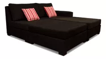 Sofá Esquinero Geben Argentina Modelo Kiel Convertible Cama En Chenille Color Negro Y Patas De Madera