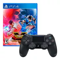 Mando Playstation 4 Dualshock Negro + Street Fighter V Champ