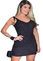 Vestido Blogueira Curto Alça Tubinho Canelado Moda Feminina