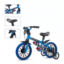 Bicicleta Infantil Azul Veloz Menino Rodinhas E Garrafinha