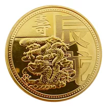 Moneda De Metal Año Chino Del Dragón Amuleto De Prosperidad